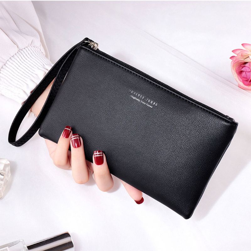 Women Wallet Soft PU Zipper Ladies Long Purse Business Brand Solid Color Women Purse