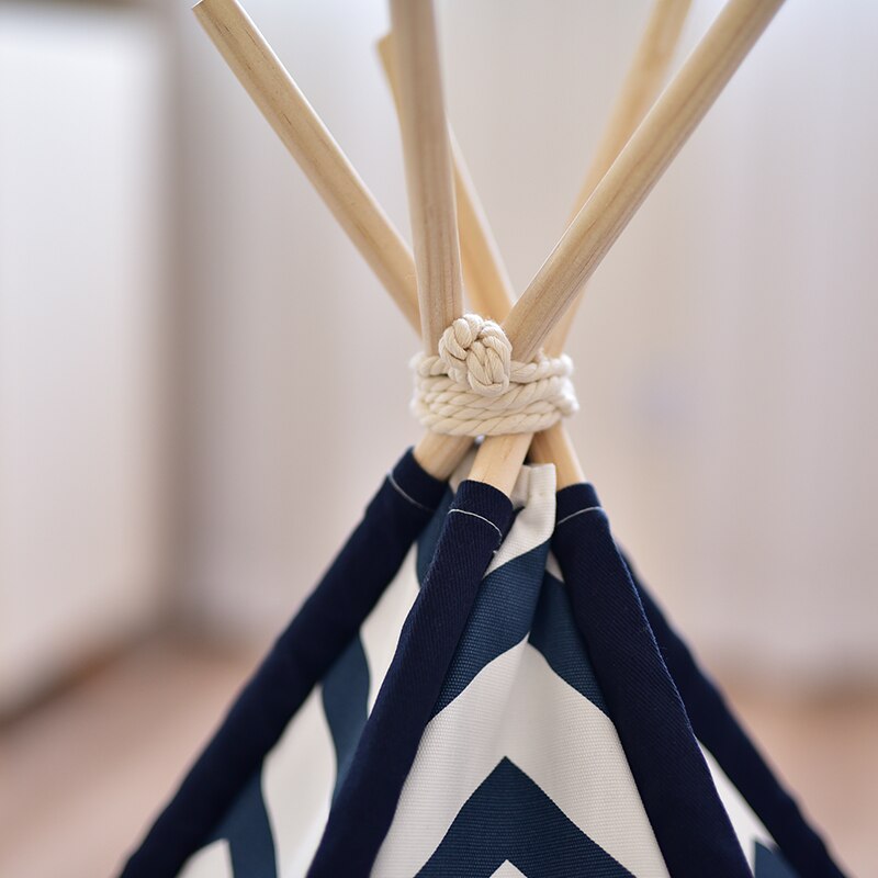 Marineblauwe zigzag huisdier tipi tent katten tipi tent zonder kussen