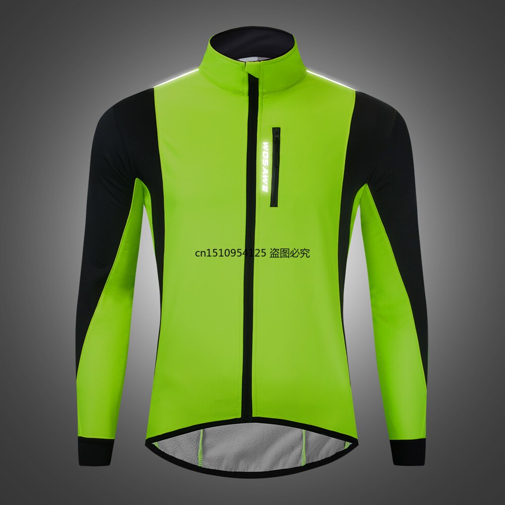 WOSAWE-Chaqueta cortavientos impermeable para hombre, chaqueta reflectante de lana térmica para ciclismo de montaña