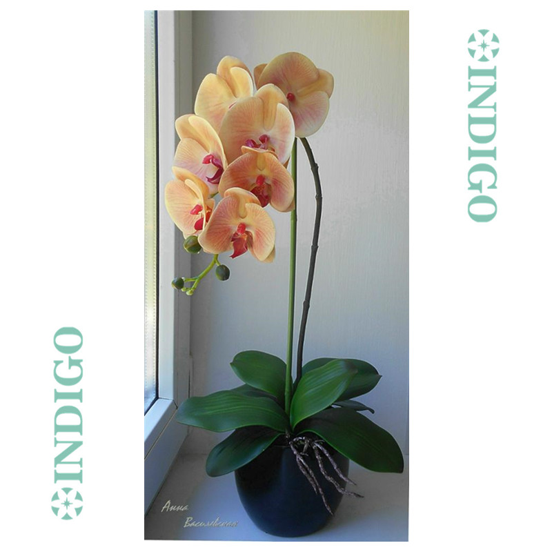 INDIGO - 3D Printing Petals Phalaenopsis White Orchids (7 Flowers/Stem) Real Touch Wedding Flower Floral Party