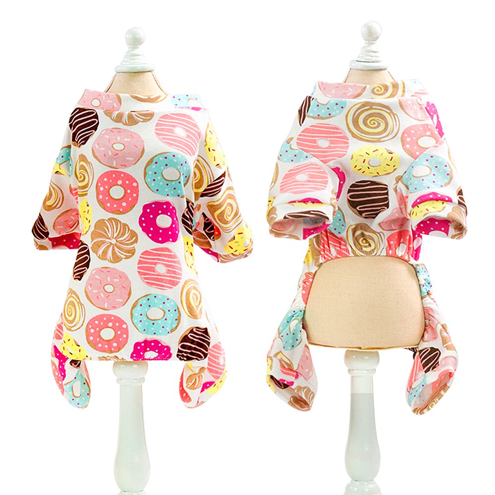 Pyjama pour petit chien, vêtement mignon et doux pour animaux de compagnie, combinaison pour petit chien, Chihuahua, chat, chiot: Donut / S