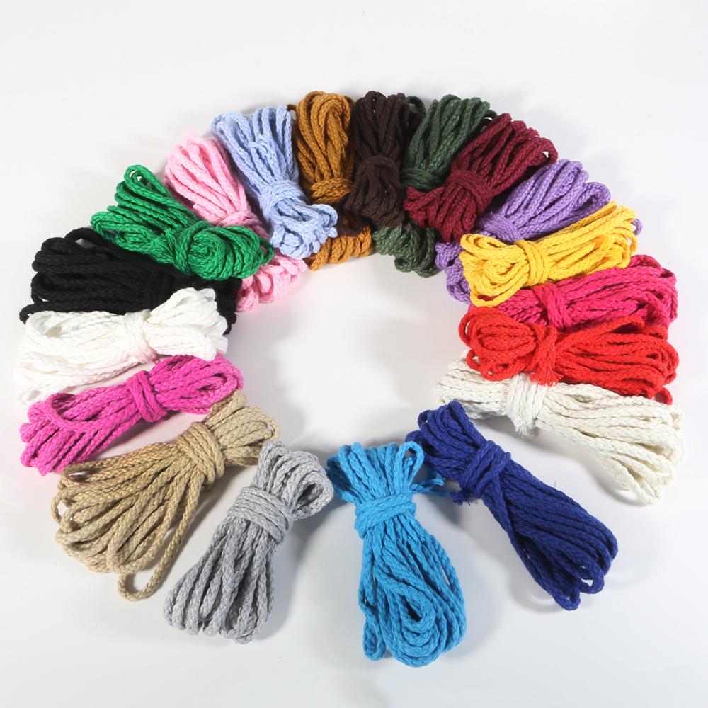 Corde torsadée en coton de 6mm, 5yards, cordon pour la couture décorative artisanale, pour la couture, pour emballage de , pour Bouquet, cordon pour fil artisanal