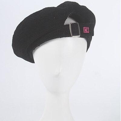 Boina joejerry bonita para mujer, gorra plana, sombrero de pana bordado, boina para chicas, novedad: buckle black beret