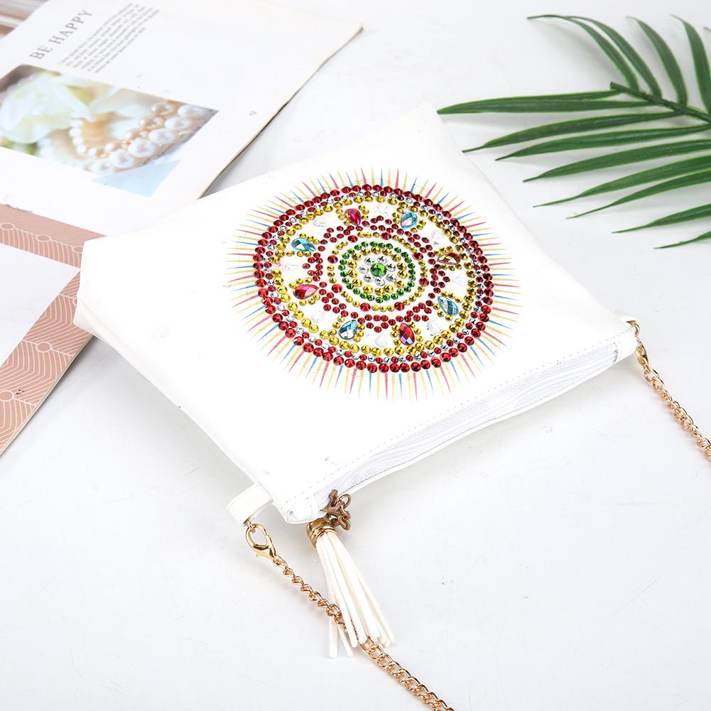 Bolso Forma especial DIY con pintura de diamantes, bolso cruzado con cadena de cuero, bolsos de pintura de bordado para novia