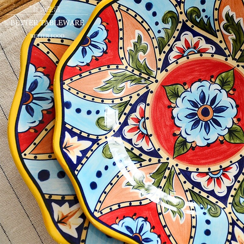 Vaisselle bohême maison de noël style européen ethnique douane série céramique plats occidentaux grandes assiettes