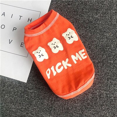 Sød t-shirt hundetøj pullover hættetrøjer sweatshirt til små hunde mops chiwawa hvalp kat skjorte pick me ærmeløs kæledyr tøj: Orange / L