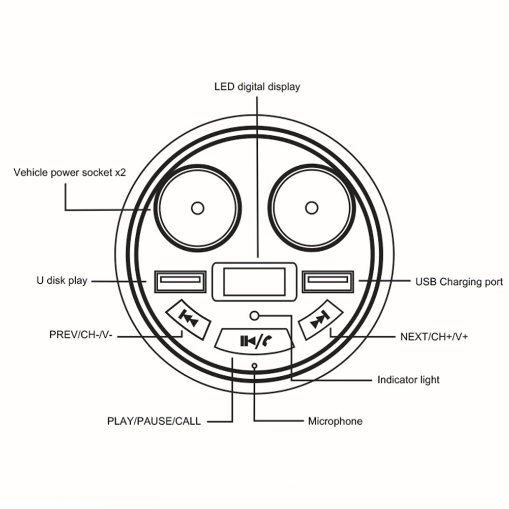 Cup Shaped Dual USB Port-s Bluetooth Car Auto Charger MP3 Player Cup Shaped Dual USB Port-s Bluetooth Car Auto Charger MP3 Playe