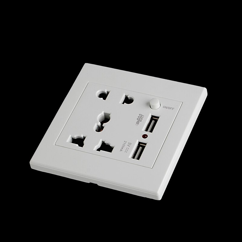 Uttag +2 usb+strömbrytare vägguttag laddare ac/dc strömadapter kontakt uttag panel
