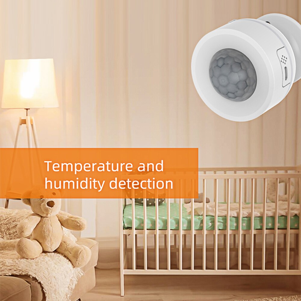 Smart Home WiFi PIR Motion Sensor Built-in Temperature Humidity Detector with Tamper Alert Tuya Wireless Alarm Security System