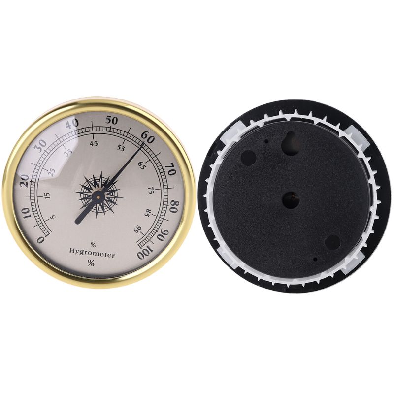 7.2cm Gold Ring Surface Hygrometer Instrumentation Thermometer Humidity Meter Gauge - No battery needed