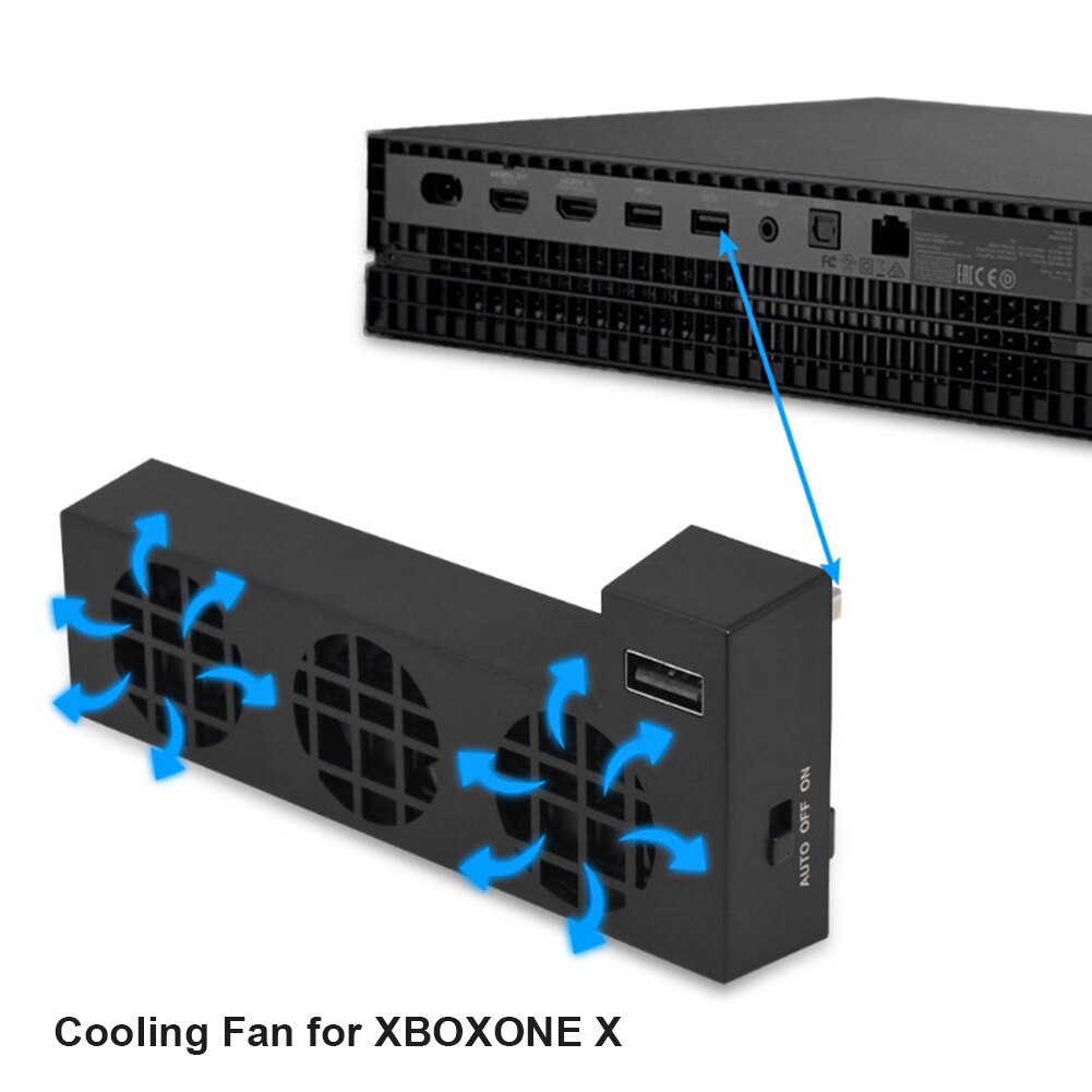 Cooling Fan Cooler Heat Exhauster Temperature Control For Xbox One X Console Controller External 3 Fans USB Smart Cooler