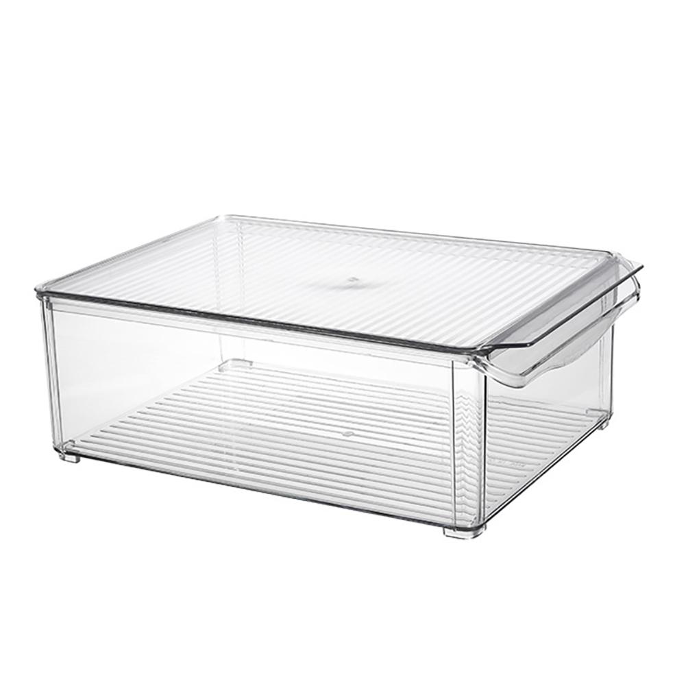 2 Pack - Acrylic Food Storage Container Bin with Lid and Handle for Cabinet, Fridge, Freezer - Organizer