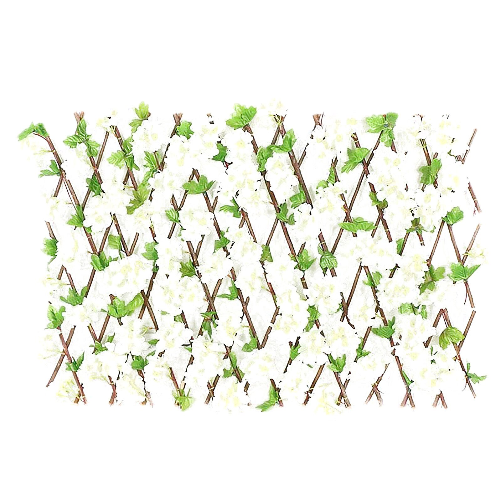 Intrekbare Hek Uitbreiden Houten Hek Hedge Met Kunstmatige 6 Soorten Cherry Bloem Bladeren Tuin Decoratie Trellis Screen