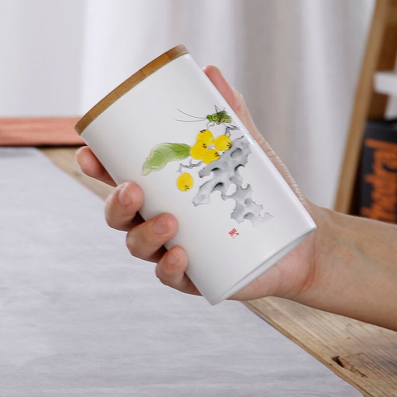 Decal Tea Cans Household Porcelain Sealed Tank Ceramic Tea Sets Candy Coffee Dried Fruit Storage Jar Moisture-proof Tea Caddy