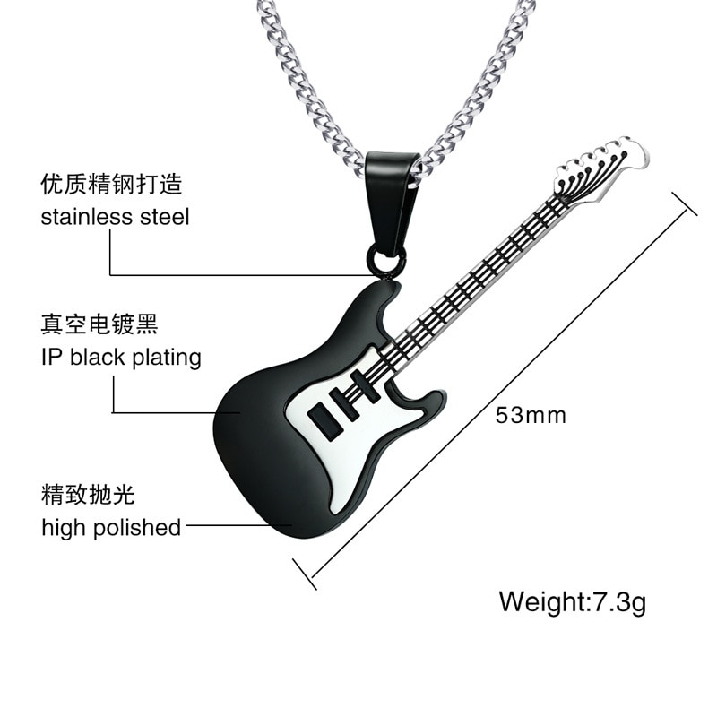 Mannen Ketting Ketting muziekinstrumenten Kettingen Gitaar Hangers Voor Man Trendy Roestvrij Stalen Sieraden