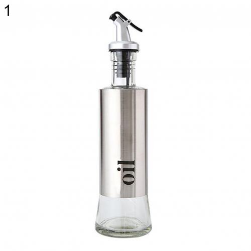 Rostfritt stål och glas olivolja cruet flaska, vinäger dispenser, krydda soja sås cruet flaska, läckage ,300 ml, köksredskap: 1