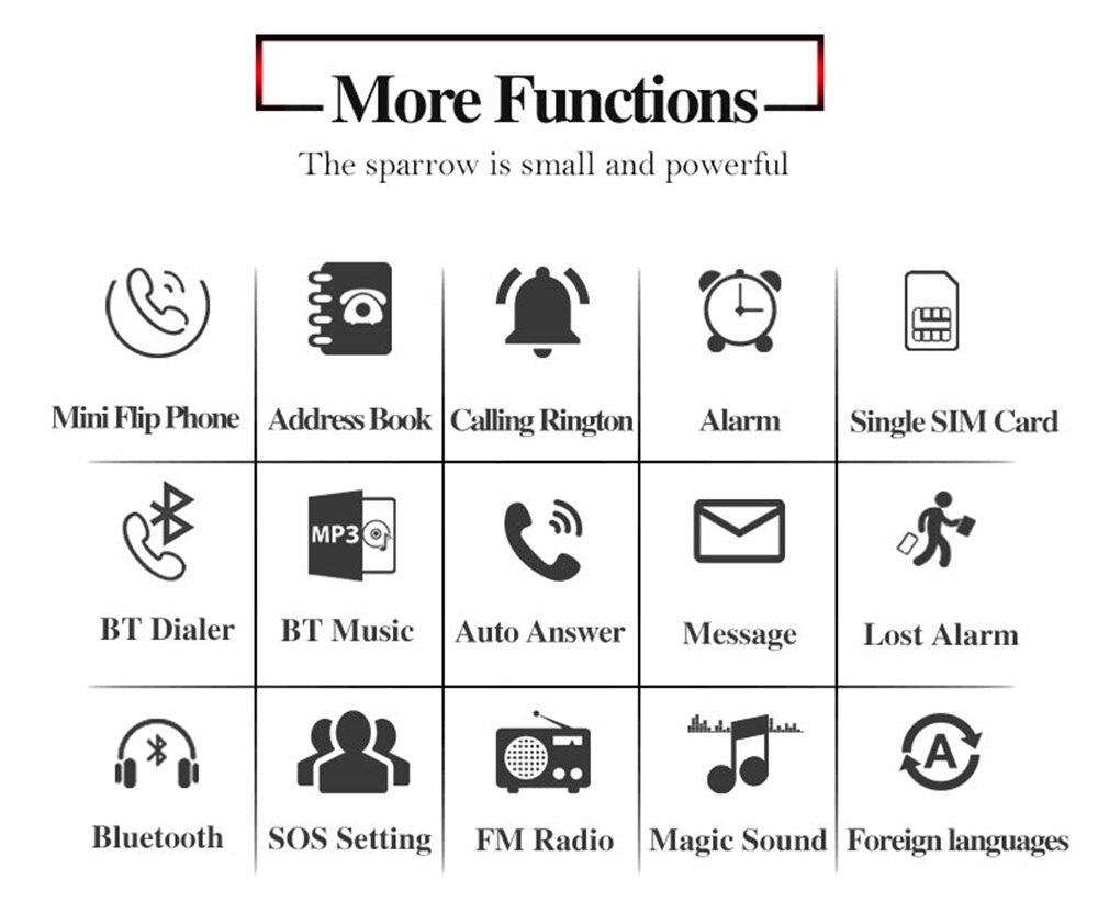 Mini Flip teléfono móvil LONG-CZ J9 0,66 "más pequeño teléfono celular inalámbrico Bluetooth marcador FM Voz Mágica auriculares manos libres para niños