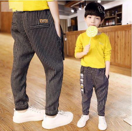 Barns fritidsbyxor pojkar byxor randiga byxor tryckta broderier tecknat mönster enfärgad barnbyxor enkel