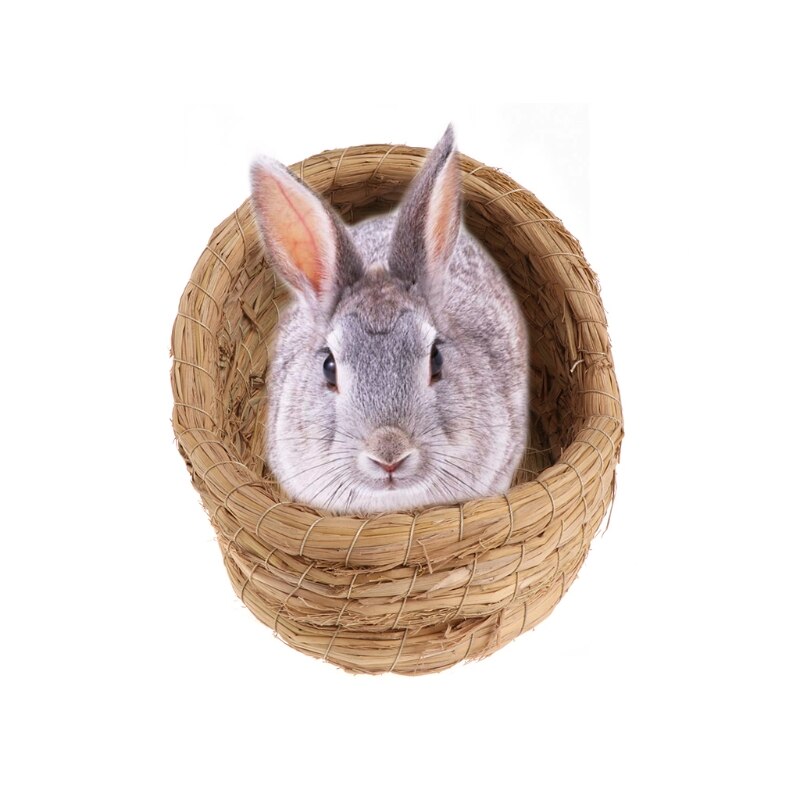 Pet Nest Woven Natural Straw Hamster Rabbit Guinea Pigs Warm House Handmade Cage