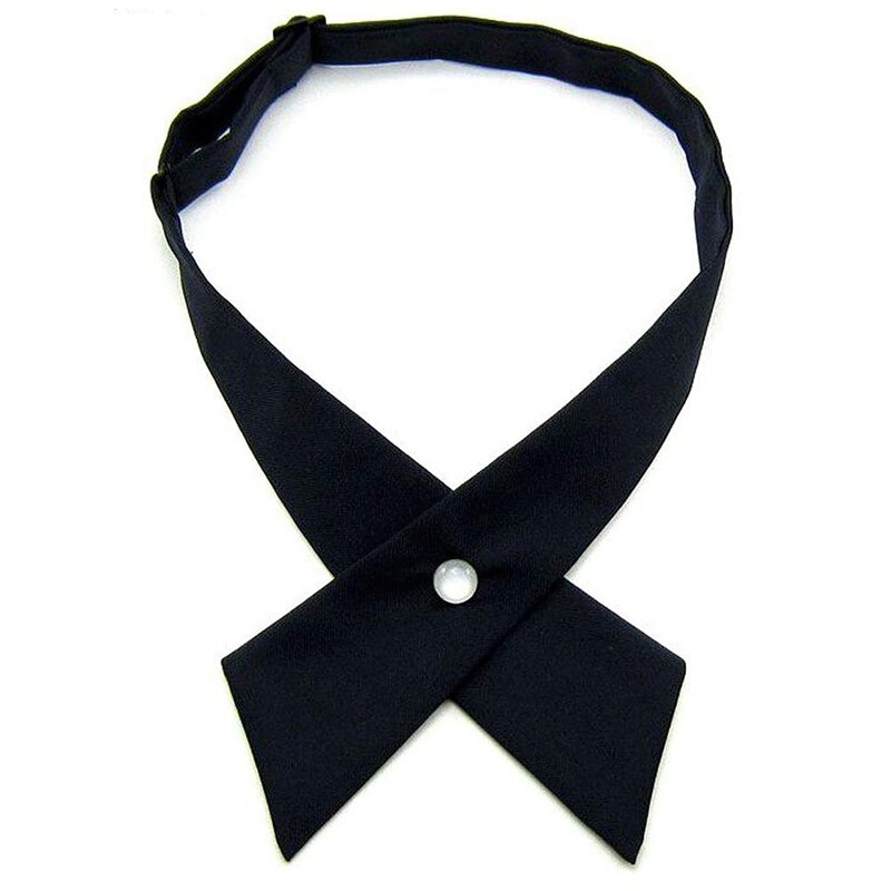 Nœud papillon croisé réglable pour hommes et femmes, solide, décontracté, col en métal, robe formelle de mariage: Black