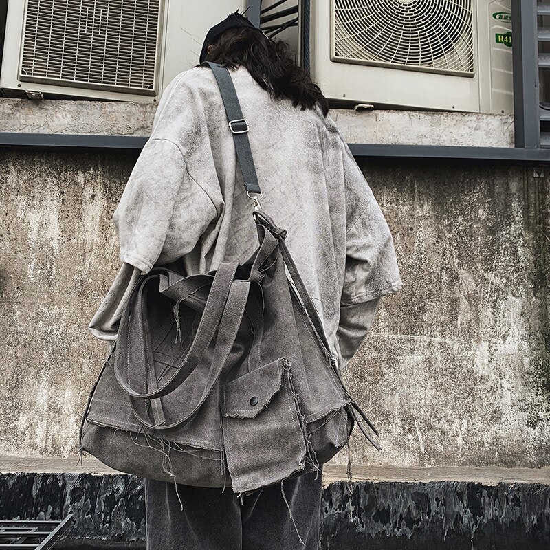 Vintage multifunktionel lærred håndtaske til studerende skolelærer stof fritid top-håndtaske til teenager stor indkøbspose