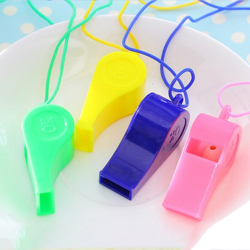 Silbatos de plástico con cordón para supervivencia, 12 uds., árbitro deportivo para escuela, acampada, XD88