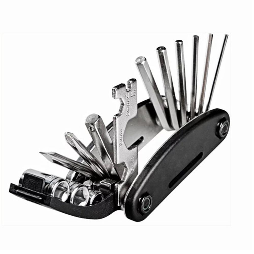 15 In 1 Bicycle Repair Tool Bike Pocket Multi Function Folding Tool Mountain Bike Tire Repair Kit Combination Repair