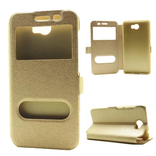 Für Huawei Y5 II Fall Schnell Ansicht Fenster Stehen Abdeckung Für Huawei Y5 ii Y5II 2 Fall Flip PU Leder telefon Fällen CUN L21 U29 L01 5,0: Gold