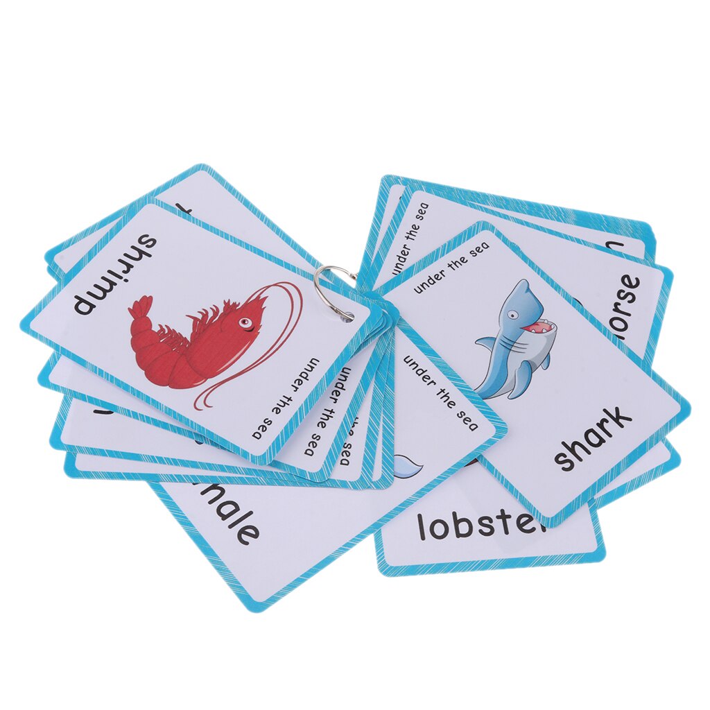 Flashcards With Ring Storing Adorable Illustrations Sight Word Flash Cards: Under the Sea - 20 