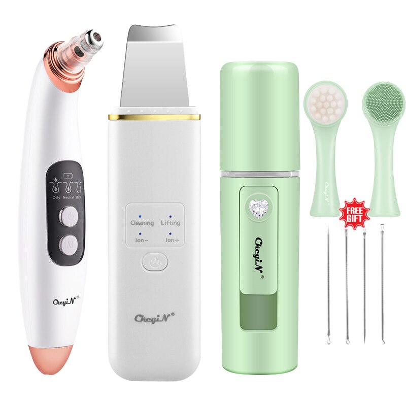 EMS ultrasons visage épurateur points noirs enlèvement tache extracteur acné décapant aspirateur peau visage Spayer pores nettoyant peau: green