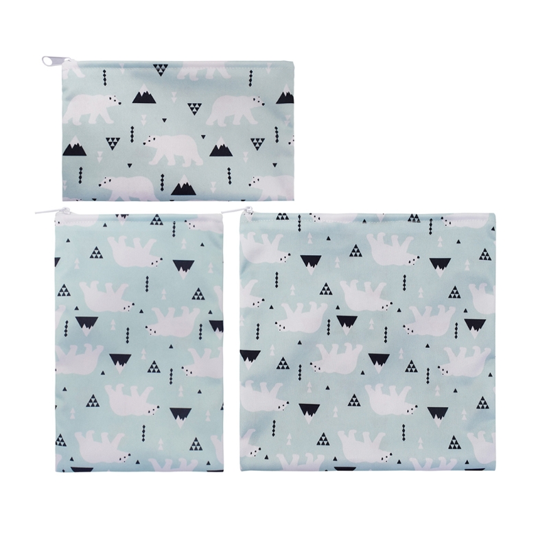 13ME Snack Bags Set of 3 Reusable Washable Waterproof Food Storage Bags for Bread Toast Sandwich Baking Biscuits Storage ​Bags