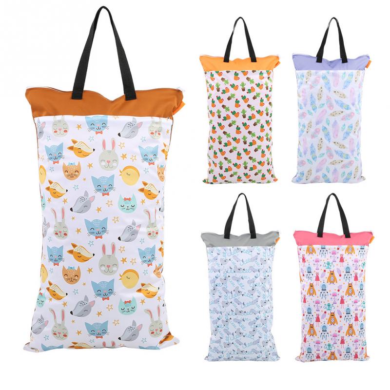 Bolsa impermeable para pañales de 40x70cm, bolsa de cubo para pañales húmeda/seca, reutilizable, bolsillos dobles, bolsa de pañales de tela colgante grande, bolsas húmedas para ropa