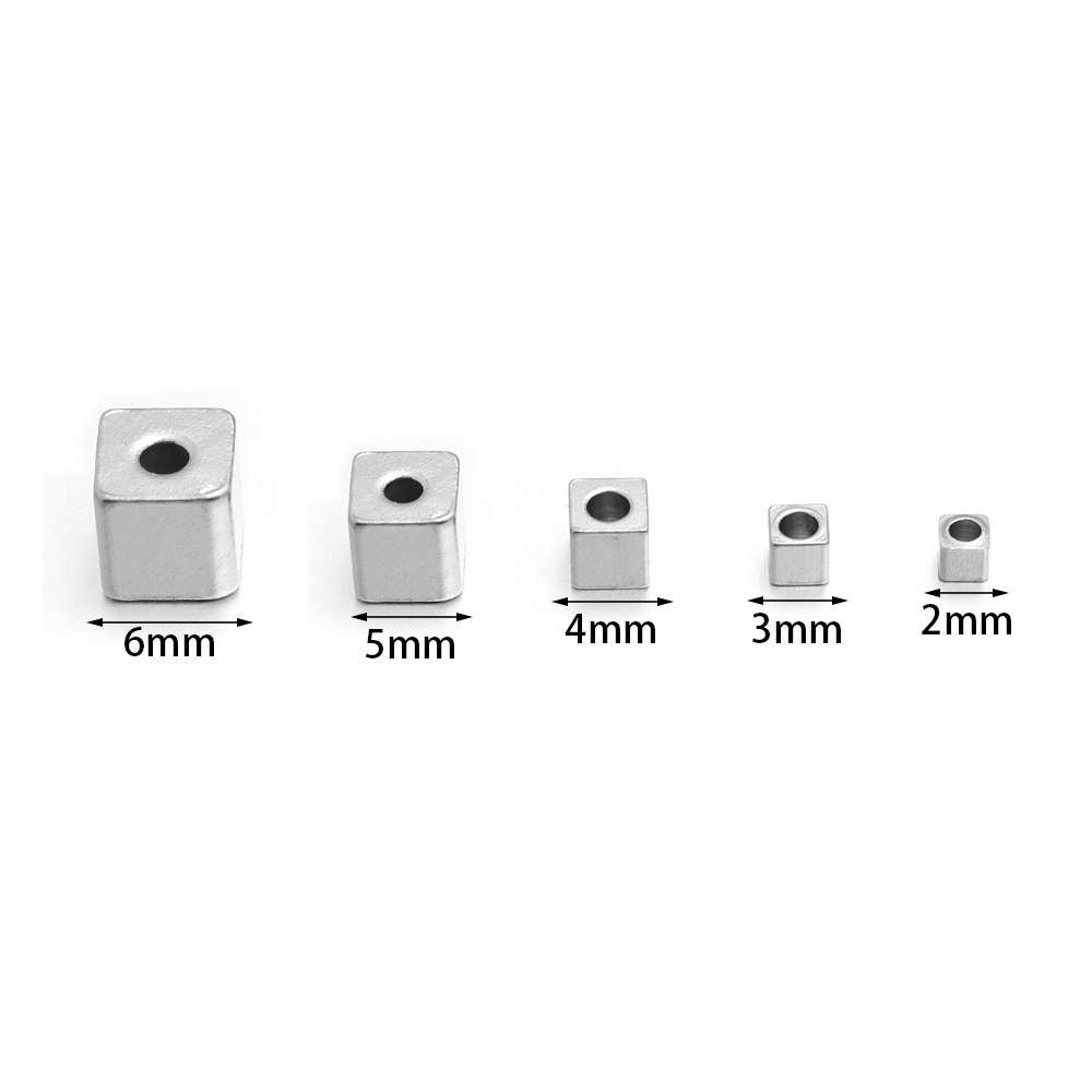 50pcs 2.5/3/4/5/6mm Stainless Steel Square Bead Cube Spacer Loose Beads for DIY Necklace Bracelet Jewelry Making Accessories