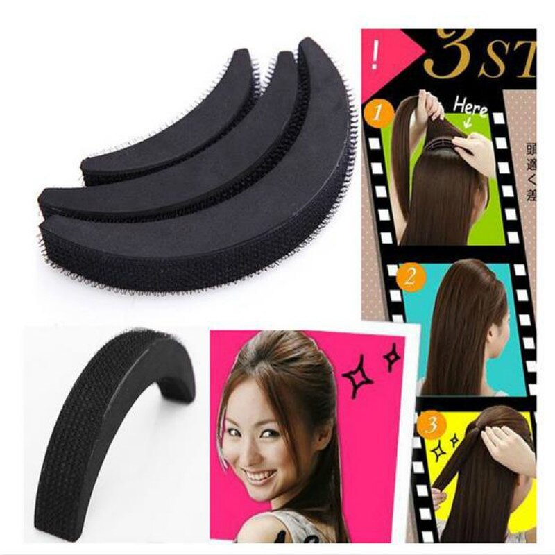 3pcs/Set Black DIY Hair Bump Volume Beehive Hair Bump Hair Pad Height Puff Paste Tools Hair Style Accessories