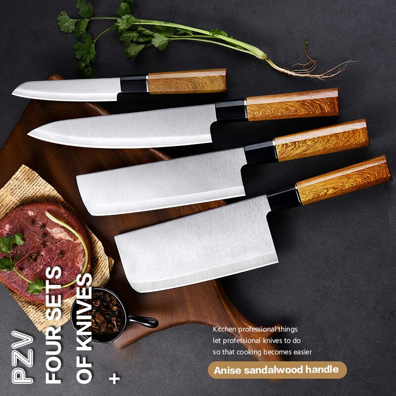 Pzv 4Pcs Japanse Keuken Keuken Keuken Kktchen Messen Voor Dames Speciale Koksmes Vlees Mes Vleesmes Mes mes