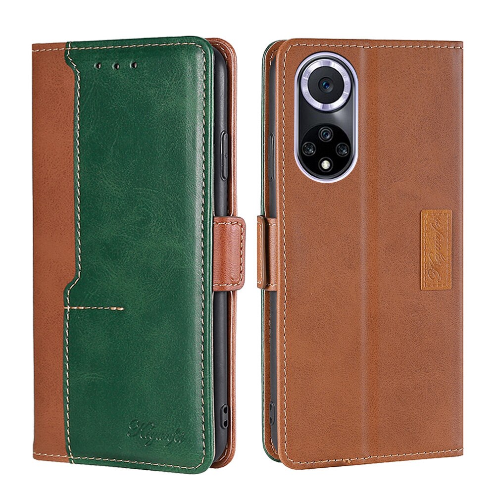 For Huawei Nova 9 9SE Case Wallet Card Luxury Retro Leather Stand Magnetic Book Flip Cover For Huawei Nova9 Pro Phone Cases: Nova 9 / light brown-green