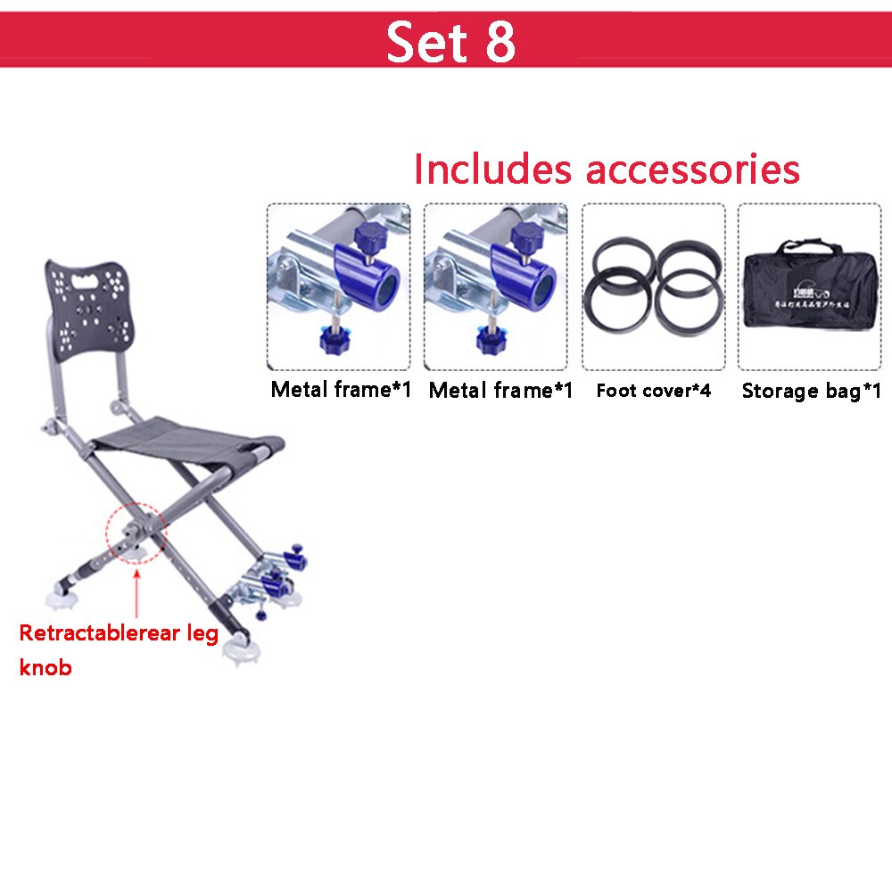 Sedia da pesca sedia da pesca in lega di alluminio resistente e multifunzionale per esterni set schienale regolabile reclinabile a quattro gambe: Ste 8