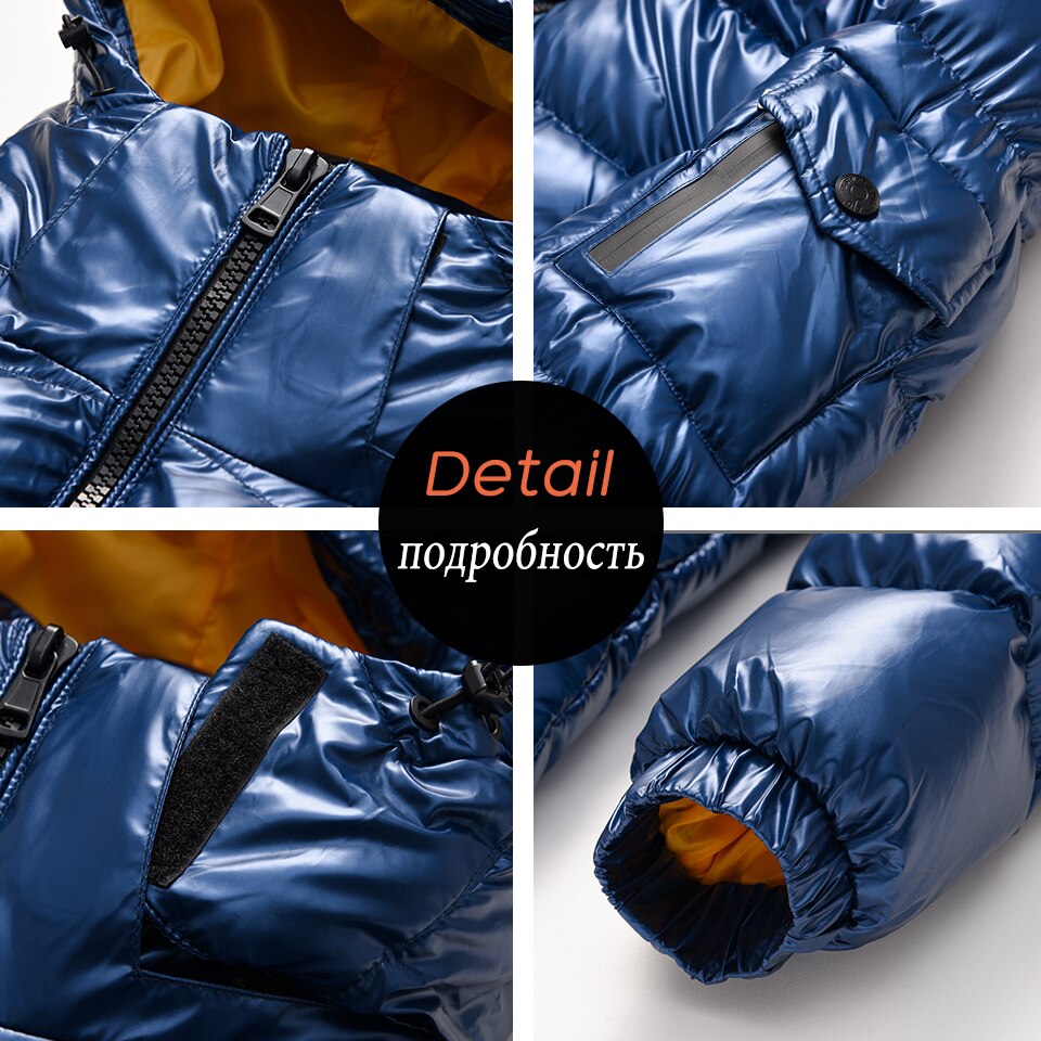 Veste Parka métallique brillante pour homme, vêtement d'extérieur, , épais, imperméable, coupe-vent, détachable, automne hiver