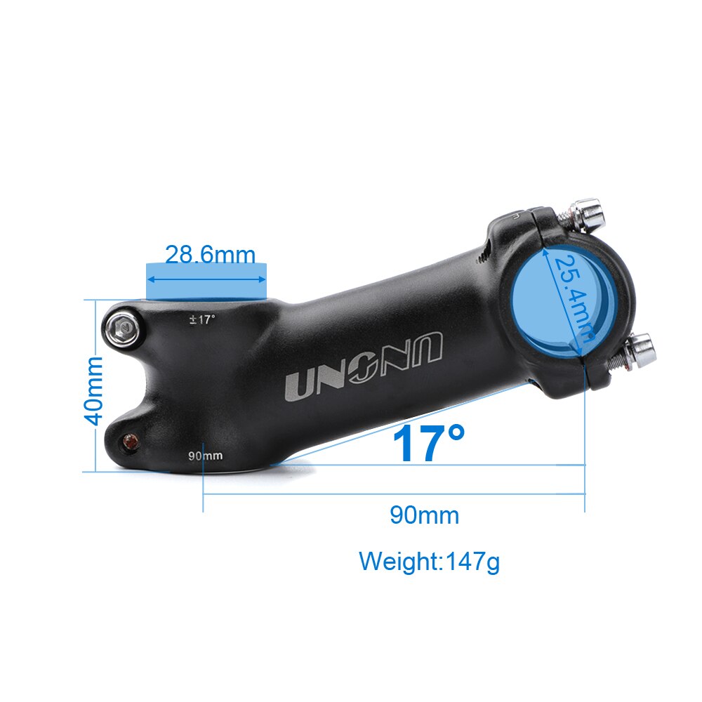 UNO Handlebar MTB Power 17 Degree Bike Handlebar Stem 25.4 Bicycle Parts Handle Bike Stem Off Road 70-120mm Bar Fork Riser: 25.4x90mm stem 17