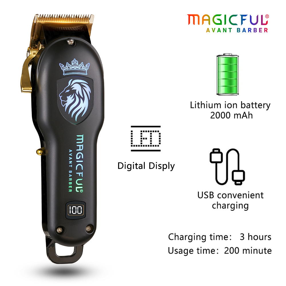 MAGICFUL Professionele Tondeuse Oplaadbare Elektrische Trimmer Voor Mannen Baard Kids Kapper Snijmachine Kapsel Machine