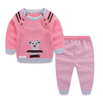 Cute cartoon pattern warm thick sweater: Red / 18M