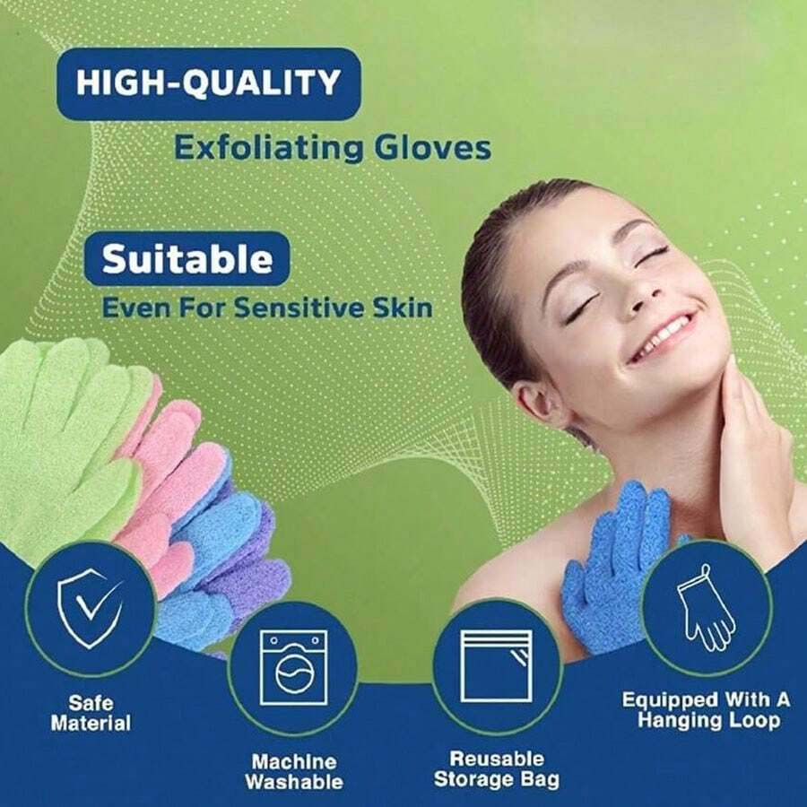 Guantes de ducha exfoliantes reversibles, guantes exfoliantes para el cuerpo, herramientas de limpieza, toalla de baño, productos de baño, exfoliante de espalda, 2 uds./6 uds./12 Uds.
