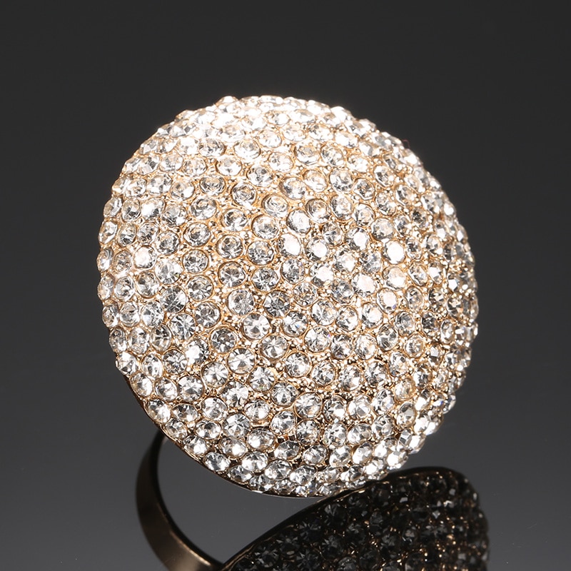 Kinel, anillos grandes coloridos de cristal para mujer, Color dorado, marroquí, anillo llamativo de boda para banquete, de cristal,