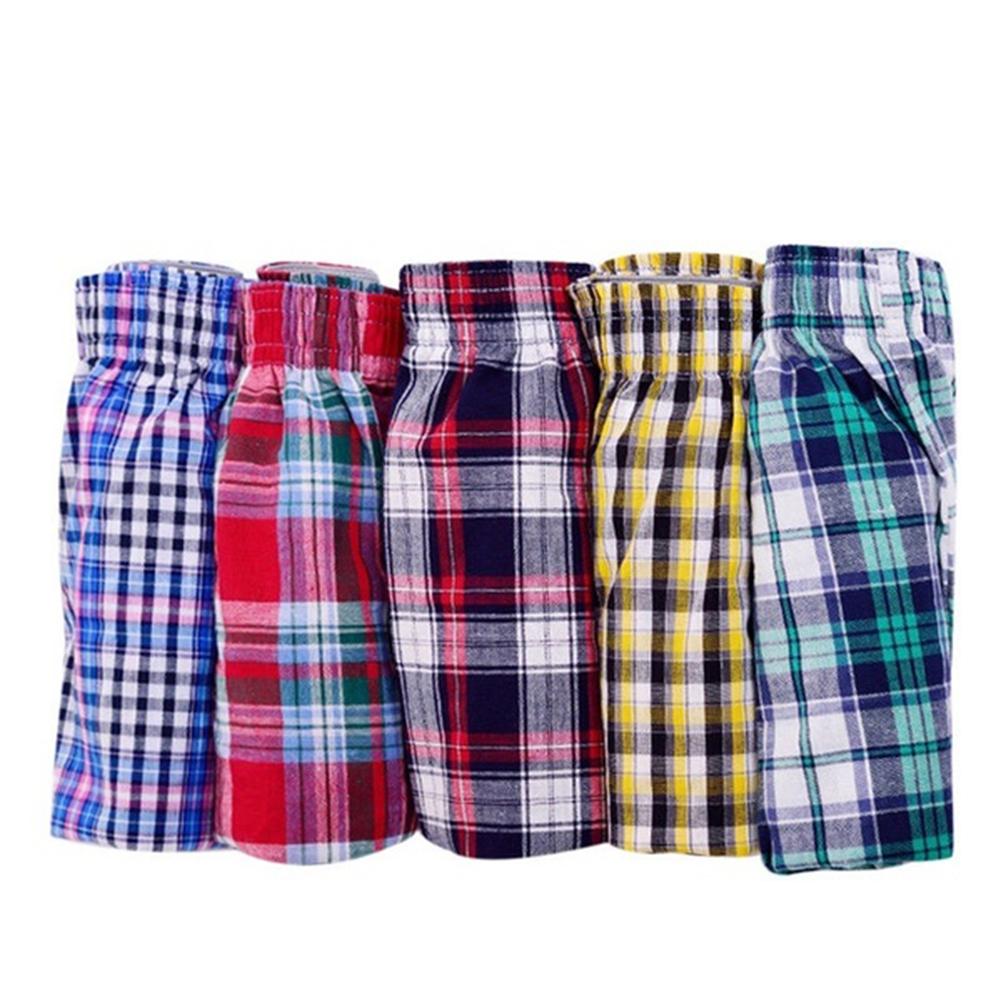Men cotton arrow boxers casual elastic waist checkered summer loose breathable beach underpants boxers shorts