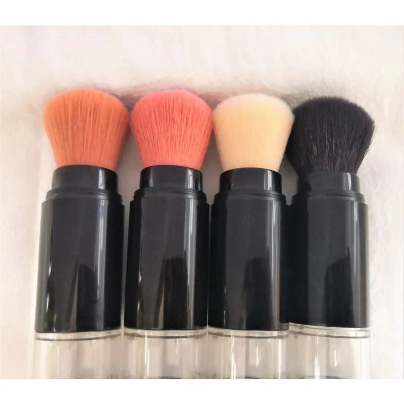 Brocha para base 2 en 1, brocha de maquillaje, colorete de viaje vacío con botella de polvo suelto recargable, tarro, herramientas de maquillaje de belleza