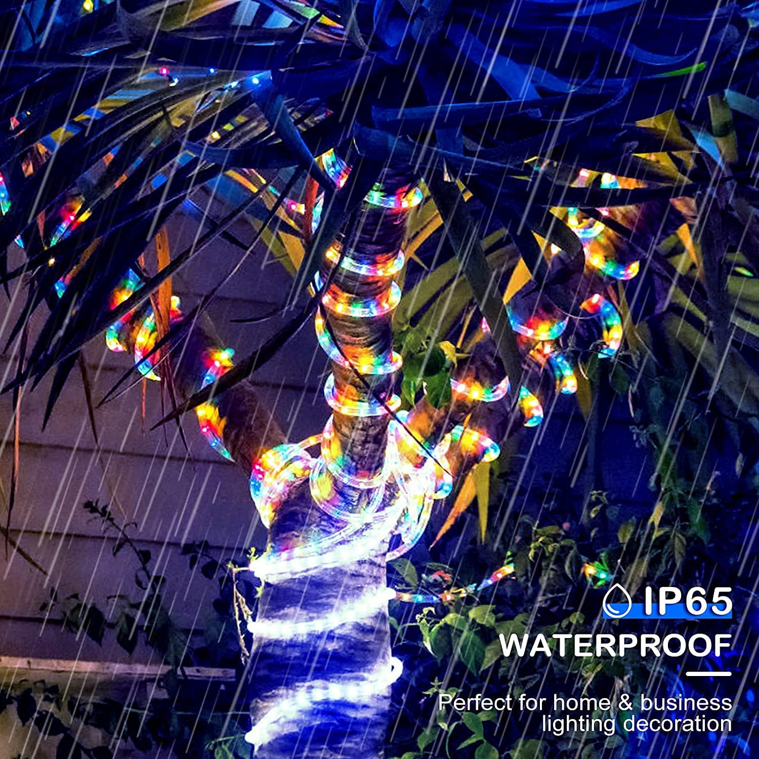 Guirnalda de Año , tubo LED, luces de hadas de cuerda, guirnalda impermeable con pilas, 150 LED para decoración navideña interior y exterior