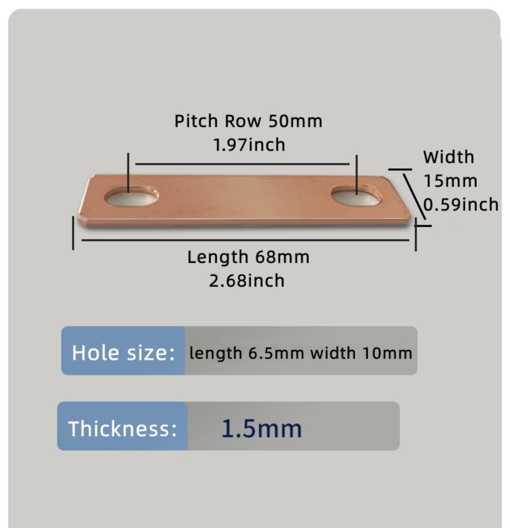 Bus Bars Connector Red Copper for LiFePO4 Cell 30Ah-300Ah Lithium Battery Red Copper Pickling Busbar Brass M6: Khaki