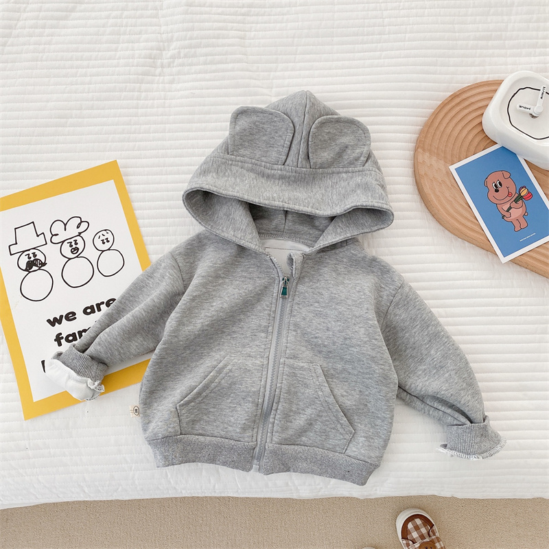 Arrivals 2022 Kinderen Baby Boy Kleding Lente Cartoon Casual Hoodie Jasje Grijs Pasgeboren Kinderen Bovenkleding Kostuum: GRAY / 80 (6-12M)
