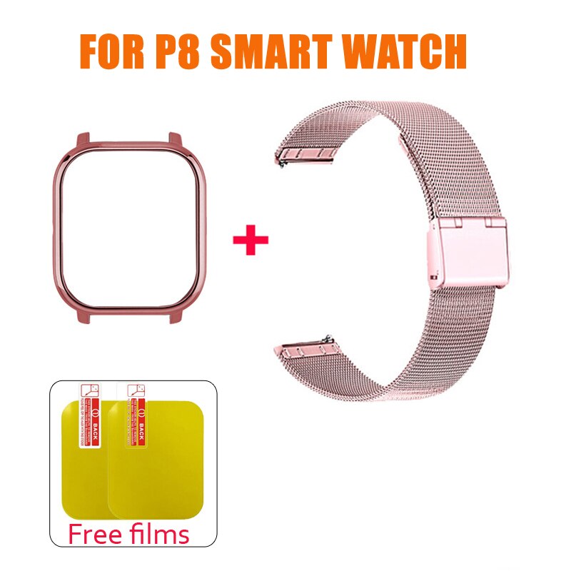 P8 cinta caso protetor filme pulseira de metal para colmi p8 pulseira de relógio universal p8 1.4 polegada relógio inteligente caso protetor banda pulso