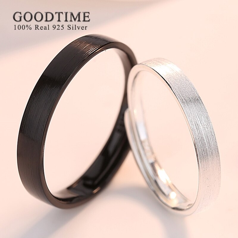 Simple Distinctive Style Sterling 925 Silver Rings For Lover Couple Drawing Shape Adjustable Party Wedding Engagement Rings